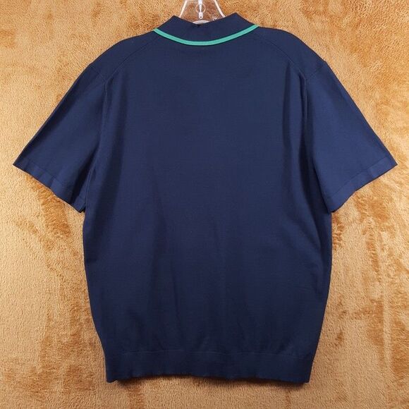 THEORY Polo Shirt Mens Large Navy Short Sleeve Green Trim GORIS - Picture 5 of 9